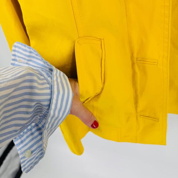 Boden Yellow Hooded Jacket Cotton Striped Lining Button Zip Front Size 2 - Picture 7 of 10